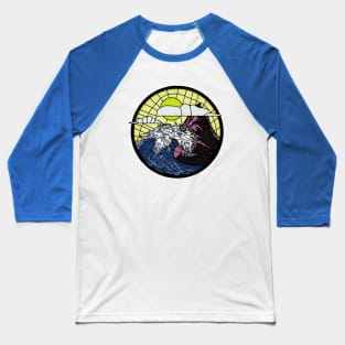 Wave Mountain in Stained Glass Design Baseball T-Shirt